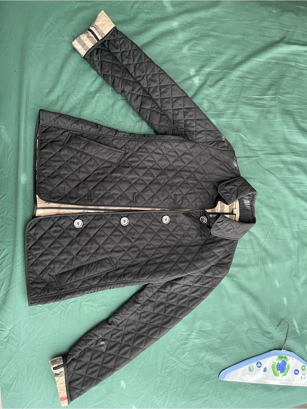 Burberry Black Quilted Jacket with Signature Check Trim